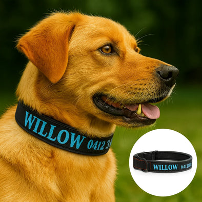 Personalised Dog Collar – Tactical Embroidered Nylon | Heavy-Duty Security