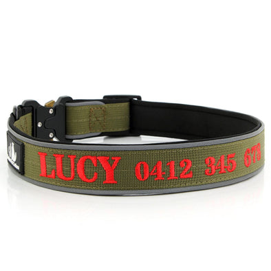 Personalised Dog Collar – Tactical Embroidered Nylon | Heavy-Duty Security