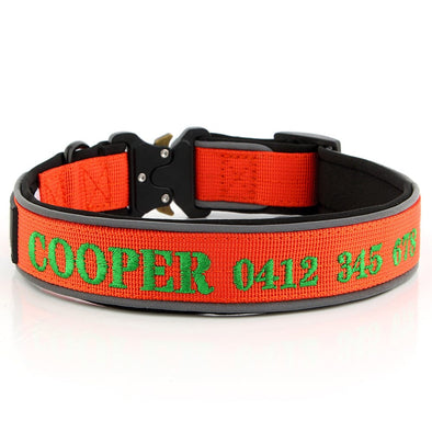 Personalised Dog Collar – Tactical Embroidered Nylon | Heavy-Duty Security