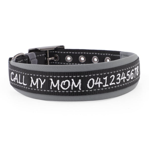 Personalised Dog Collar – Embroidered Nylon & Neoprene | Deluxe Padded Belt-Buckle Style