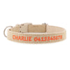 Personalised Dog Collar – Embroidered Hemp | Eco-Friendly with Metal or Plastic Buckle