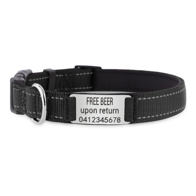 Personalised Dog Collar – Laser Engraved Buckle | Reflective & Padded Durable ID