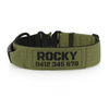 Personalised Tactical Dog Collar – Printed ID Patch with Leather Handle | Reflective Heavy-Duty