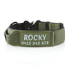 Personalised Tactical Dog Collar – Printed ID Patch with Leather Handle | Reflective Heavy-Duty