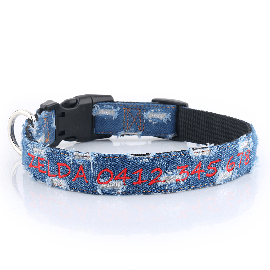 Denim Style - Personalised Dog Collar – Custom Pet Collars