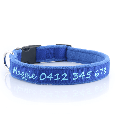 Personalised Dog Collar – Embroidered Bamboo Fleece | Deluxe Comfort Padded