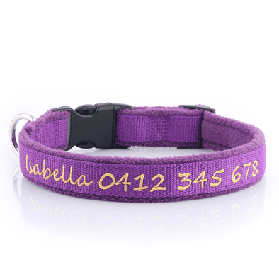Personalised Dog Collar – Embroidered Bamboo Fleece | Deluxe Comfort Padded