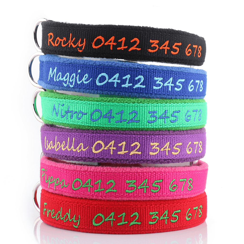 Bamboo Padded Fleece Personalised Dog Collar Custom Pet Collars