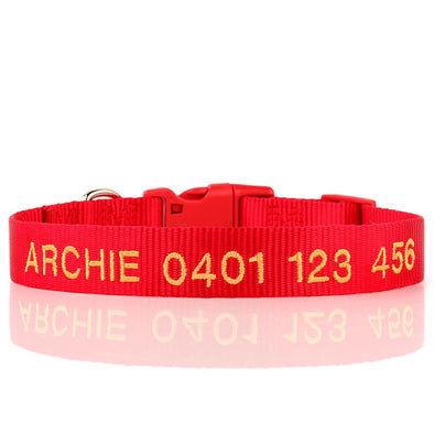 Personalised Dog Collar – Embroidered Nylon | Classic Everyday with Plastic Buckle